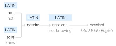 Origin of the word nescient